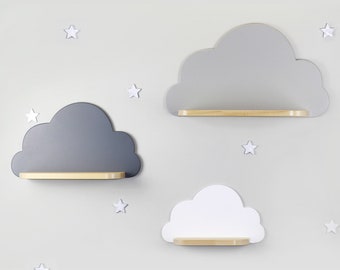 Wolken-Wandregal 3er-Set, Wolkenregal für Kinderzimmer, Kinderzimmerregale, Kinderzimmer-Wolkenregal, Kinderzimmerdekoration, Wolkenregale
