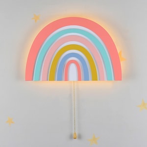 Vibrant Wooden Rainbow Baby Lamp - Nursery Decor, Kids Room LED Night Light