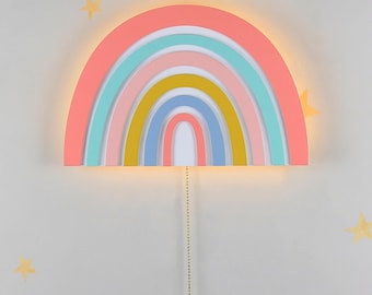 Vibrant Wooden Rainbow Baby Lamp - Nursery Decor, Kids Room LED Night Light