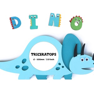 Dinosaur photo frame, Triceratops, Wooden dinosaur nursery decor, Nursery Dino, wooden Dino, New born Gift, Boys Room Decor, Baby shower