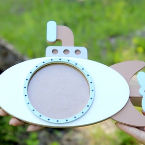 Cadre photo pour enfants sous-marin, Décoration murale en bois de la crèche, Cadeau sous-marin, Décoration de chambre pour garçons, Cadeau de baptême, Cadeau de nouveau-né, Baby shower,