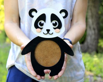 Panda Wooden Photo Frame, Baby Shower Gift, Nursery Wall Art Decor, Cute Animal Picture Frame for Kids Room