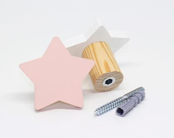 Wooden Star Wall Hook, Kids Room Coat Hook, Nursery Wall Decor, Cloud-Themed Storage, Handmade Wooden Hook, Todddler Coat Hangers