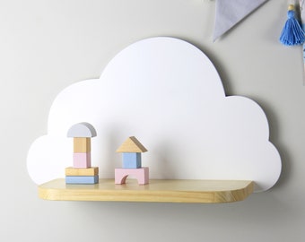 Wooden cloud shelf, Floating shelf, Cloud shelf for baby nursery, Decorative bookshelf, Kids room, Wall decorations, Decorations for bedroom