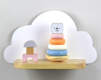 Small wooden cloud shelf, Floating shelf, Cloud shelf for baby nursery, Kids room, Wall decorations, Decorations for bedroom, Wooden shelf