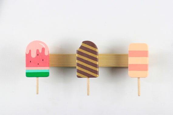 Colourful Wooden Ice-cream Coat Rack, Baby Wall Hook, Сute Hooks for Baby  Clothes, Kids Accessories, Decor for Kids Room, Wooden Hangers 