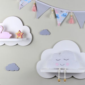 Cloud shelf for nursery, Wooden floating shelf, Nursery room wood rack, Shelf for baby nursery, Set of 2 white wooden cloud shelves image 3