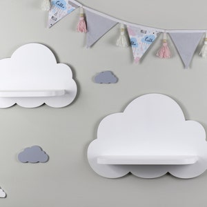 Wolke Regal für Kinderzimmer, Holz Floating Regal, Kinderzimmer Holzregal, Regal für Babyzimmer, 2er Set weiße Holz Wolken Regale