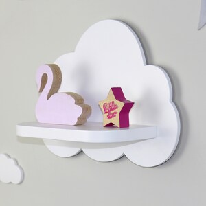 Cloud shelf for nursery, Wooden floating shelf, Nursery room wood rack, Shelf for baby nursery, Set of 2 white wooden cloud shelves image 5