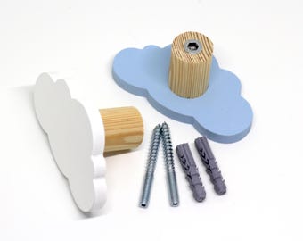 Gancho de pared de madera con forma de nube – Gancho individual para abrigos de habitación infantil – Decoración de pared para guardería – Almacenamiento con temática de nubes – Gancho de madera hecho a mano