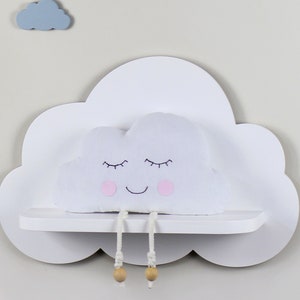 Cloud shelf for nursery, Wooden floating shelf, Nursery room wood rack, Shelf for baby nursery, Set of 2 white wooden cloud shelves image 6