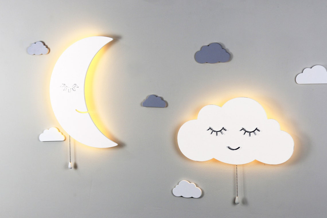 Set of 2 Nursery Wall Light LED Nursery Lighting Night Light Etsy