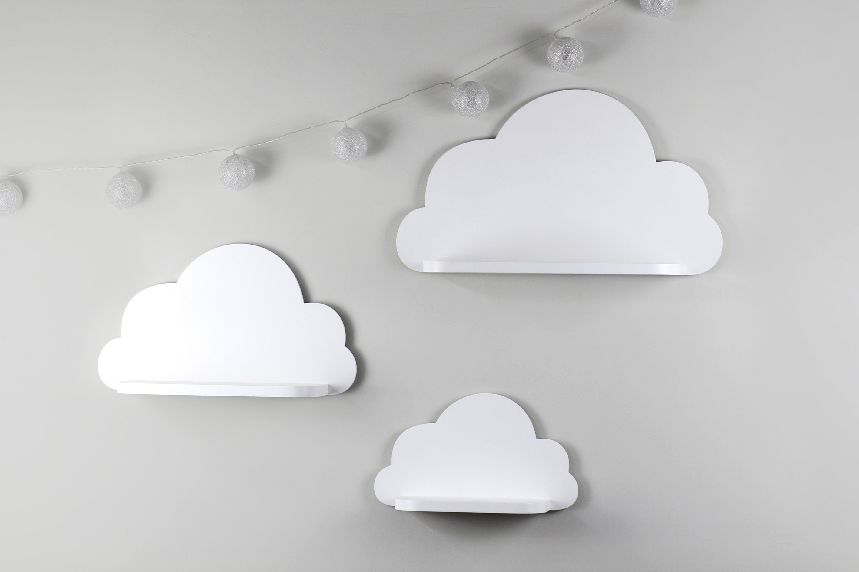 White Wooden Cloud Shelves Cloud Wall Shelf for Nursery Etsy