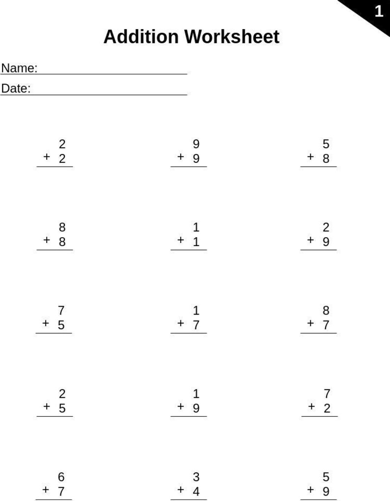 single digit addition worksheets etsy
