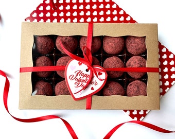 Vegan Chocolate Raspberry Truffles Gift Box: Gluten-Free, Sugar-Free