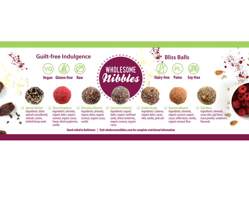 Vegan Gift Box of Truffles/Bliss Balls: Gluten-free, Sugar-free, Healthy Chocolate, Dairy-free, Birthday gift, Mother's Day Gift image 6