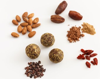 Vegan Gogi Maca Bliss Balls Truffles Gift Box (Gluten-free, Sugar-free, Raw, Natural, Healthy, Dairy-free, Energy Balls)