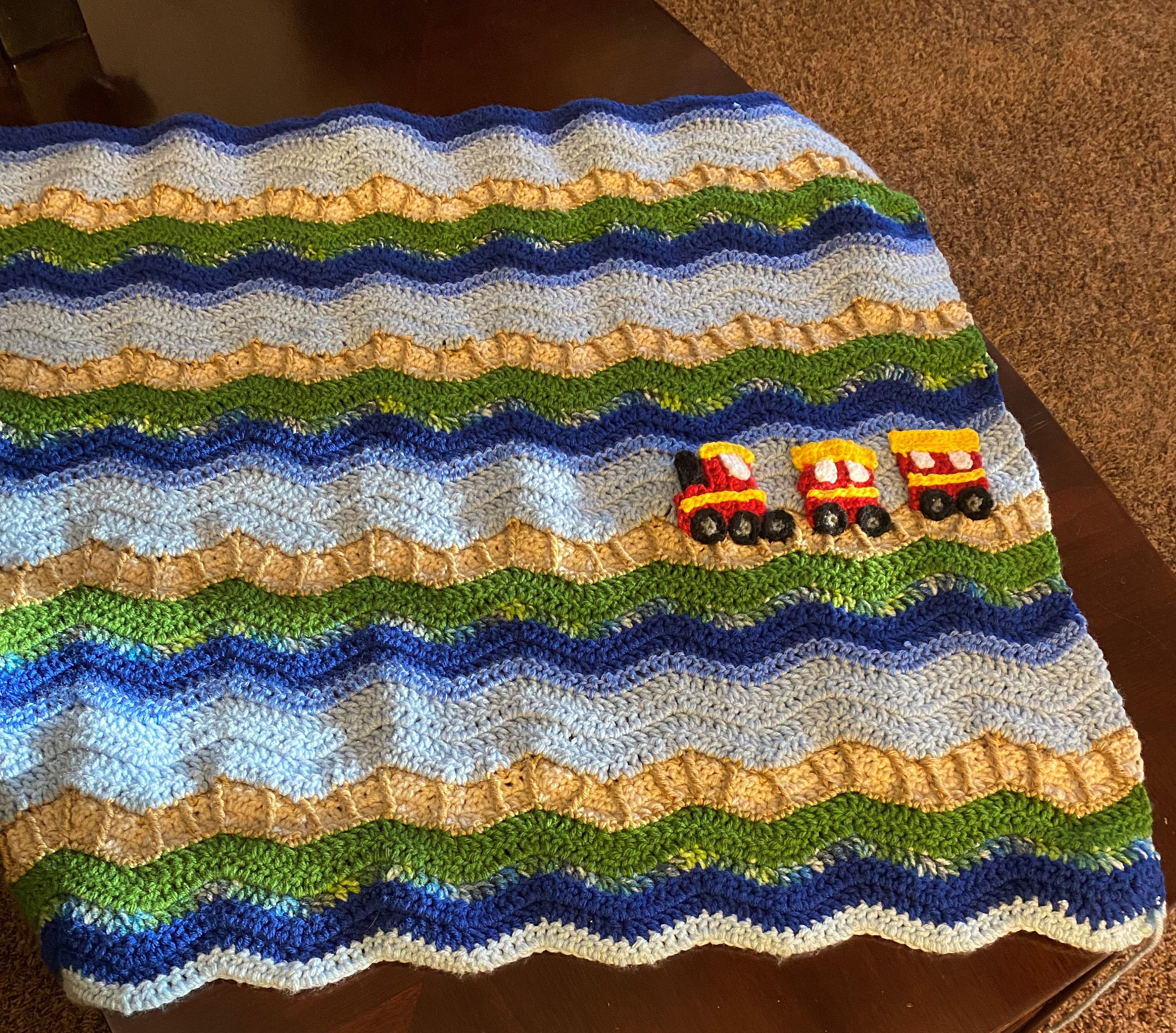 Crochet train blanket hot sale