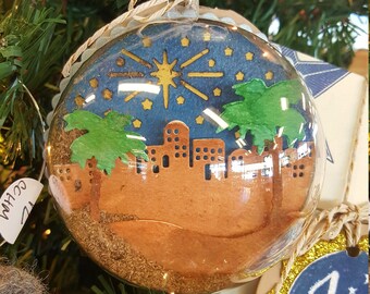 Night Sky Bethlehem/Desert Christmas Ornament - 3D, Die Cut and Handpainted-FREE SHIPPING Continental US