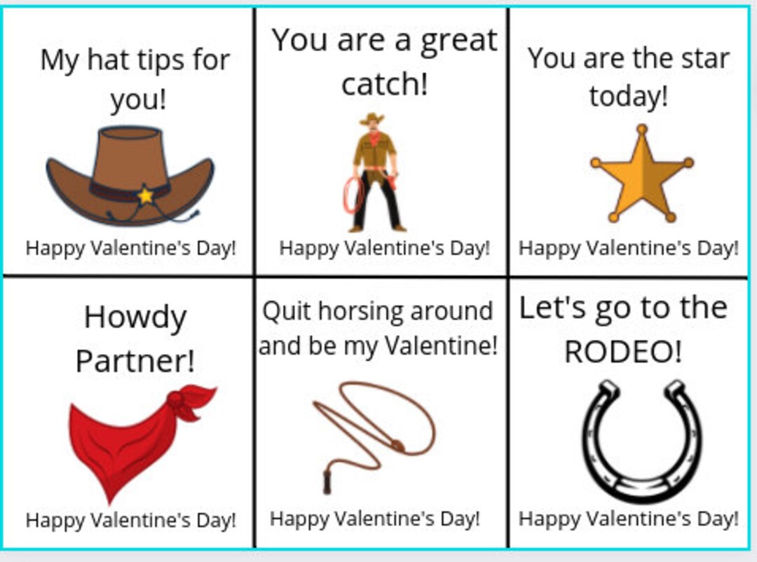 Cowboy Rodeo Valentine Cards Digital - Etsy