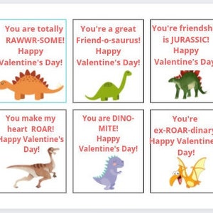 Dinosaur Valentine Cards, Printable