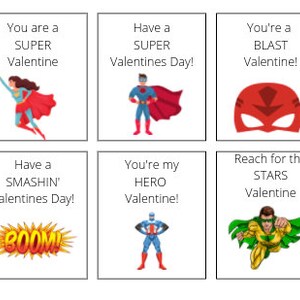 Superhero printable Valentine cards