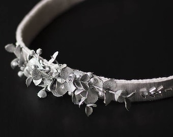 LAST ONE! Silver Beaded Bridal Sash Belt | Handmade, Ready to Ship, OOAK | The Brienne by Flavelle & Co