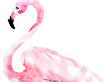 Watercolor Flamingo Print | Cheerful Pink Bird Art