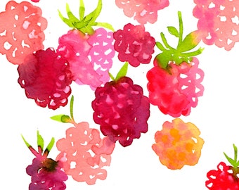 Raspberries Watercolor [DIGITAL PRINT] - Etsy
