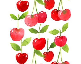 Cherry Fruit Print made from my hand-painted watercolor
