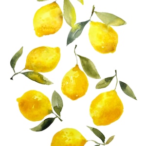 lemons, fruit, watercolor, print, hand painted print, food, lemon, wall art, home decor, watercolor print