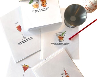 Card Set of 8 with 4 Different Cocktail Prints