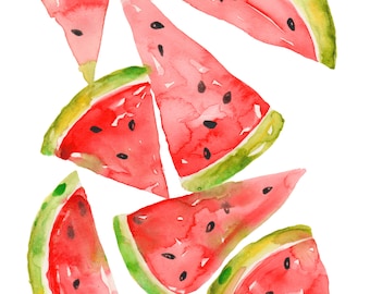 watermelon, fruit, watercolor, watercolor print, print, wall decor