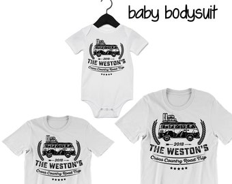 Road Trip Family Vacation Baby Bodysuit. Toddler T Shirt. Youth T-shirt. Custom T shirts