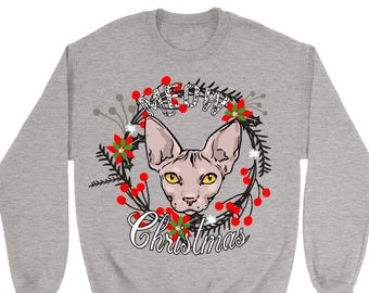 Sphynx  Cat Cat Ugly Christmas Sweater. Unisex Sweatshirt. Cat. Pet. Kitty.
