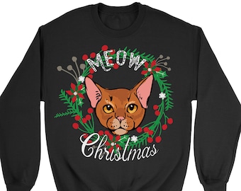 Abyssinian Ugly Christmas Sweater. Unisex Sweatshirt. Cat. Pet. Kitty.