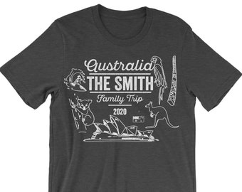 Voyage Australie en famille. Chemise sur mesure. Voyage en famille. T-shirt assorti. T-Shirt unisexe. Chemise pour homme. T-shirt pour femmes.