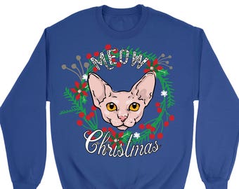Cornish Rex Katze hässliche Weihnachten Pullover. Unisex Sweatshirt. Katze. PET Kitty.