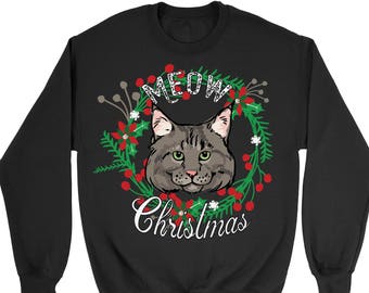 Maine Coon Cat Cat Ugly Christmas Sweater. Unisex Sweatshirt. Cat. Pet. Kitty.
