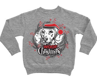 Toddler Sweatshirt. Dachshund. Ugly Christmas Sweater. Kids Shirt.