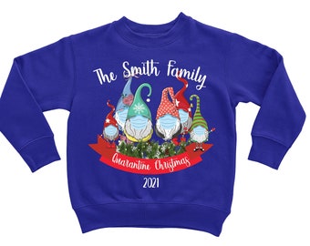 Sweat-shirt personnalisé pour Noël en famille : quarantaine pour les gnomes, les tout-petits et les jeunes