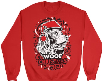 Pull en Noël laid épagneul Springler anglais. Sweat unisexe.