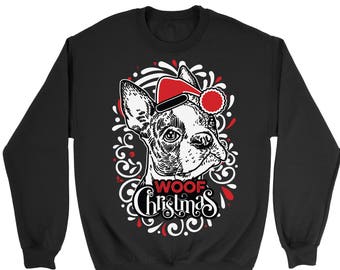 Boston Terrier Ugly Christmas Sweater. Unisex Sweatshirt.