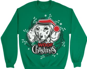 Pull de Noël laid teckel. Sweat unisexe.