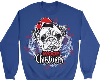 Pug Ugly Christmas Sweater. Unisex Sweatshirt. Dog. Pet.