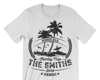 Tee-shirt personnalisé. Vacances de Honolulu. Chemise sur mesure. Maui. Voyage en famille. T-shirt assorti. T-Shirt unisexe. Chemise pour homme. T-shirt pour femmes.