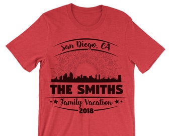 San Diego, CA Family Vacation. Custom Shirt. Family Trip. Matching T-shirt. Unisex Tee. Personalized t shirt. Men's Shirt. Women's Tee.