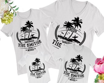 T-shirts de voyage en famille à Cancún : t-shirts de vacances assortis