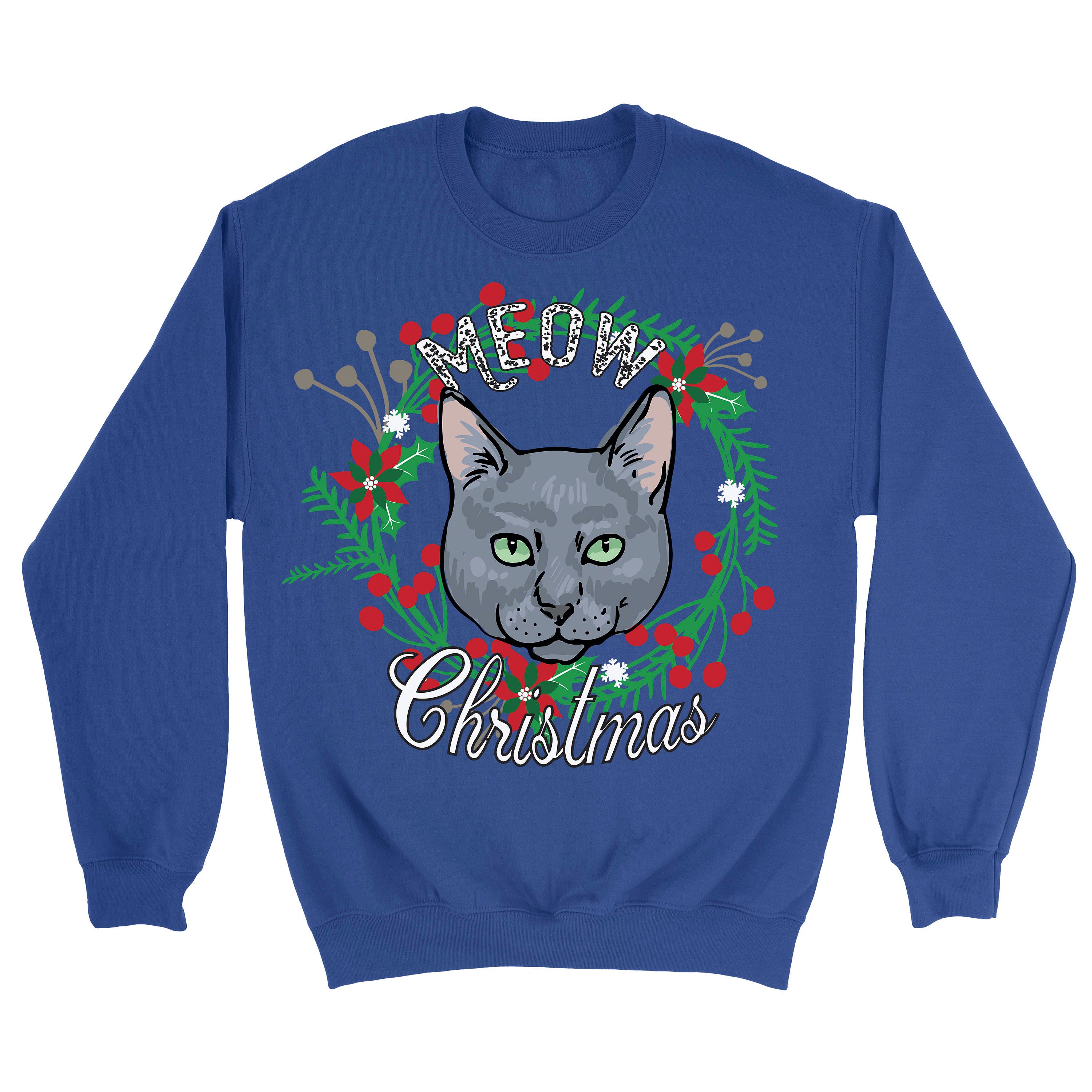 Russian Blue Cat Cat Ugly Christmas Sweater. Unisex | Etsy