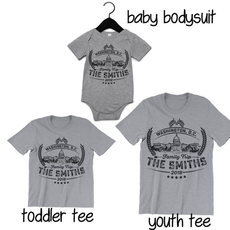 Washington D.C. Family Vacation Baby Bodysuit. Toddler T Shirt. Youth T-shirt. custom t shirts image 1